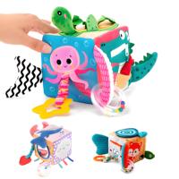 Early Educational Soft Cloth Cube for Baby Fabric Activity Scenery Cloth Block for Baby 0 12 Months Rattles Mobiles Music Toys