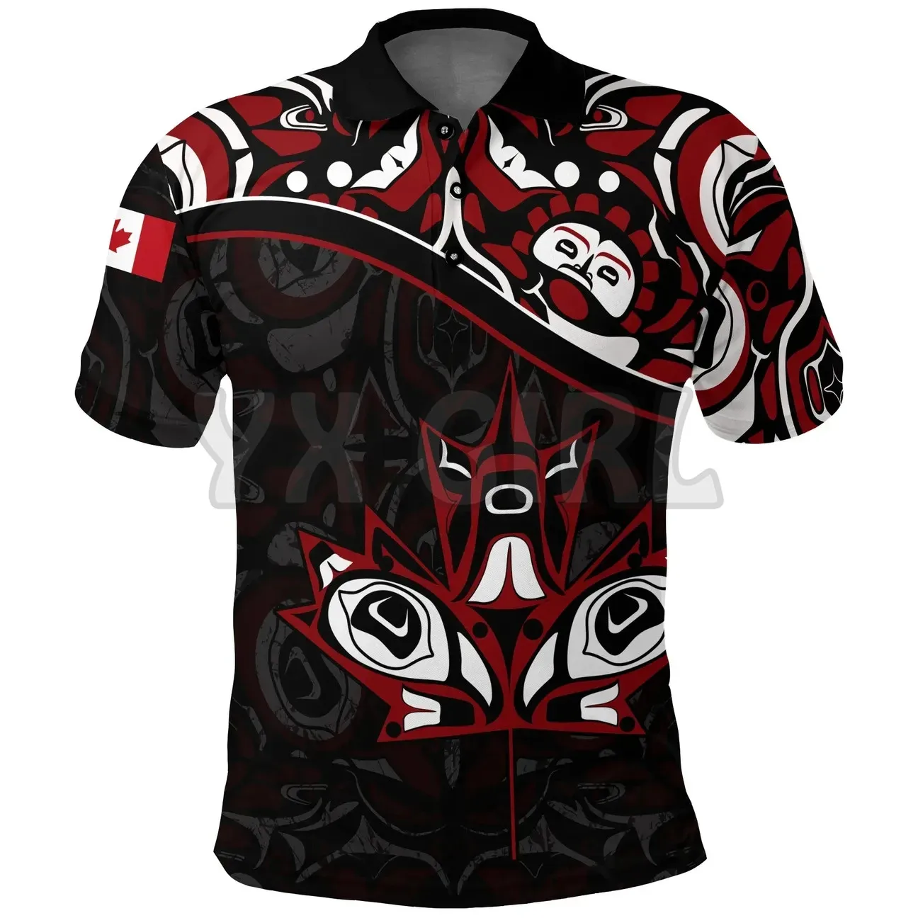 

2022 Summer shirts women for men Canada Day Haida Maple Leaf Style Tattoo Black 3D printed Short sleeve t shirts Tops camisas