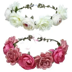 Flower Crown Floral Wreath Headband Garland Headband for Wedding Festival Party Vacation Photography Props Adjustable