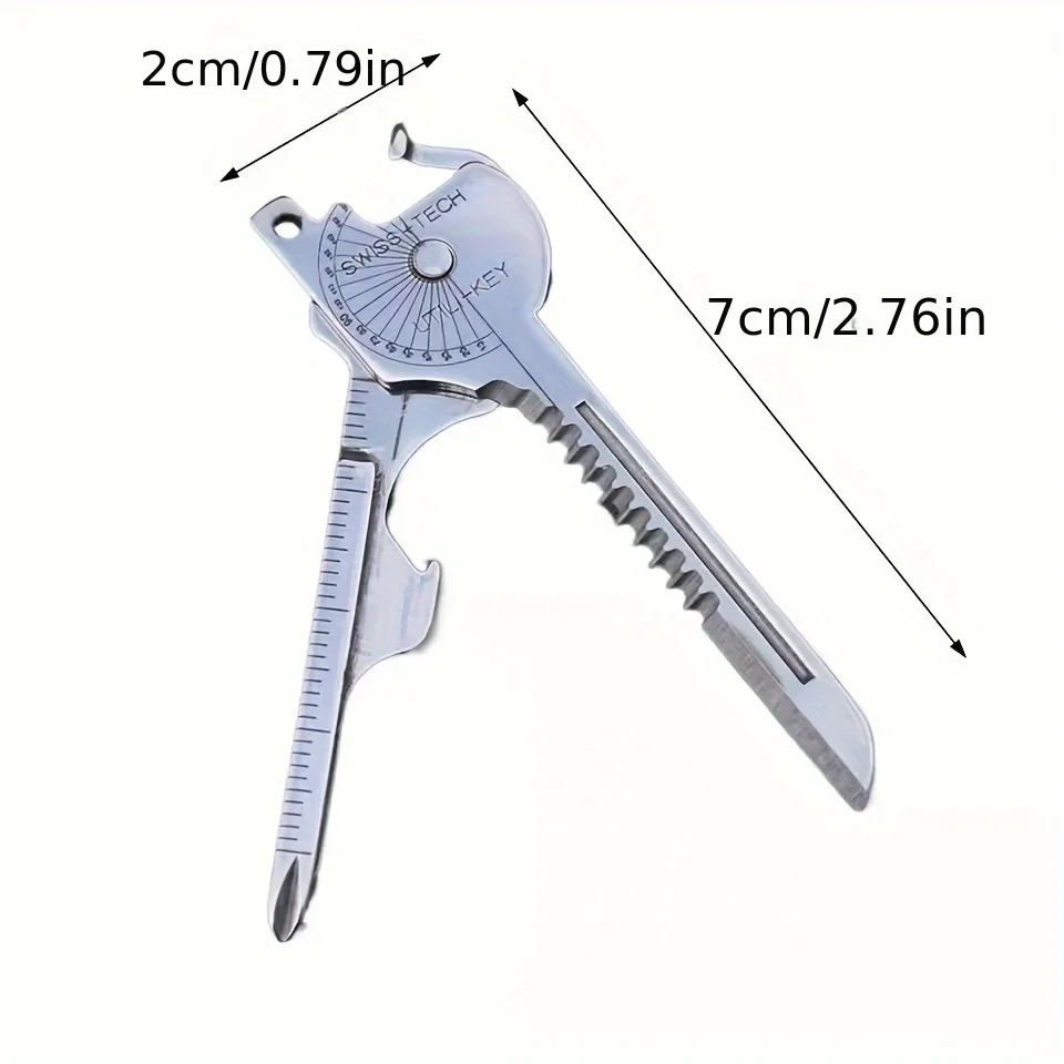 2PCs Portable Keychain Multi-tool Compact Multifunctional Keychain 8 In 1 with Screwdriver Bottle Opener Camping Emergency Tools