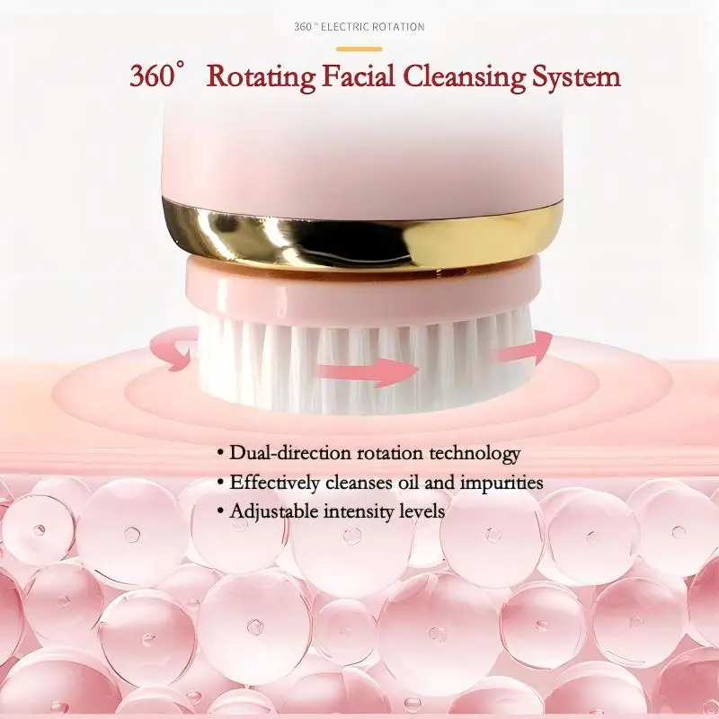 فرشاة تنظيف الوجه الكهربائية 4 في 1، 5 سرعات مقاومة للماء، مدلك تنظيف الوجه يعمل على تحسين نسيج البشرة لجميع أنواع البشرة #6