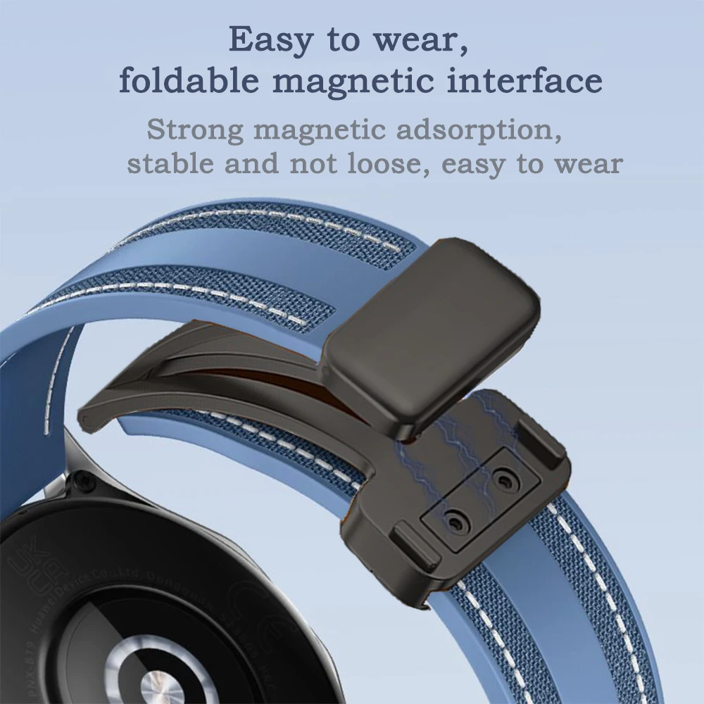 22 مللي متر العالمي الفرقة لهواوي ساعة 5 4 3 النايلون نسج المغناطيسي مشبك المطاط معصمه لهواوي GT5 4 3 2 46 مللي متر حزام