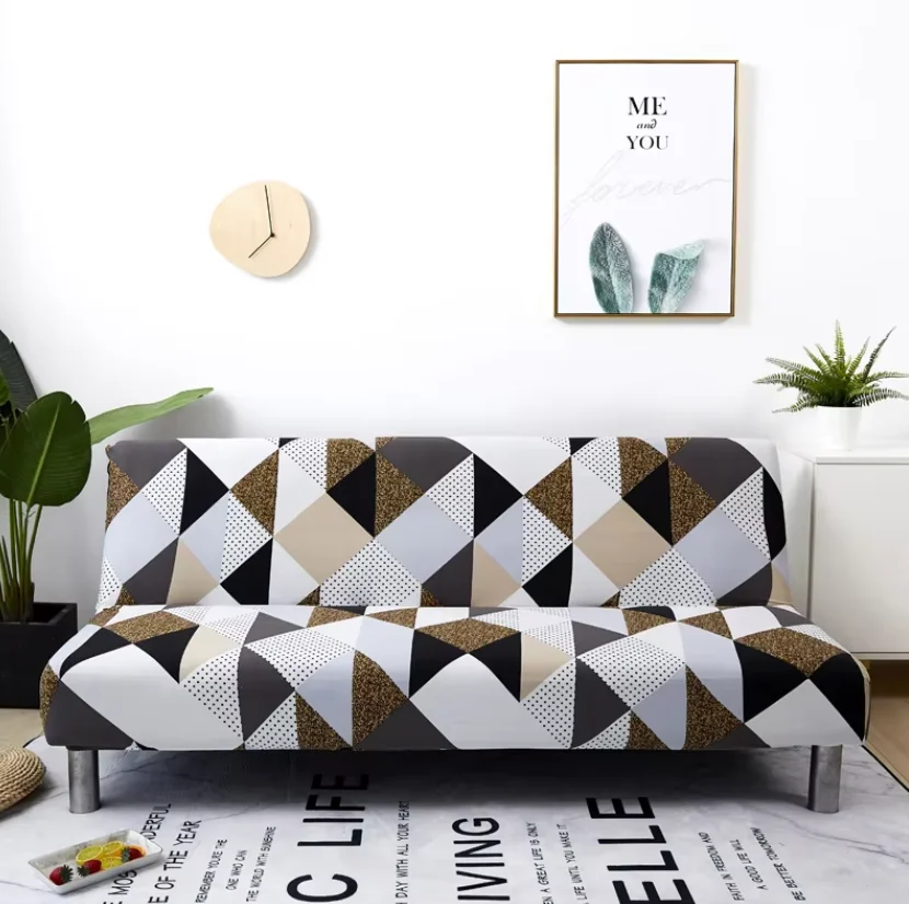 black geometric folding sofa bed cover sofa covers spandex stretchdouble seat cover slipcovers for living room geometric print