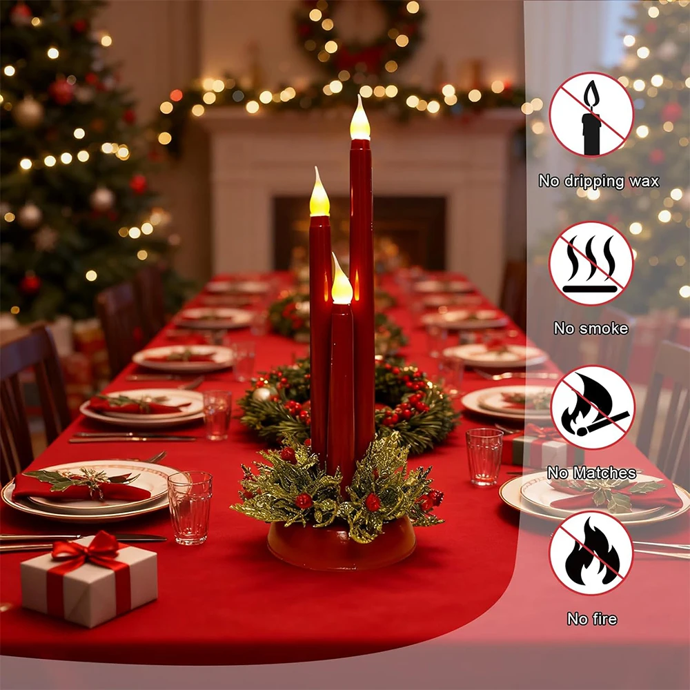 2025 نمط جديد LED شمعة إلكترونية محاكاة عيد الميلاد الدعائم السلس شمعة طويلة زينة عيد الميلاد #4