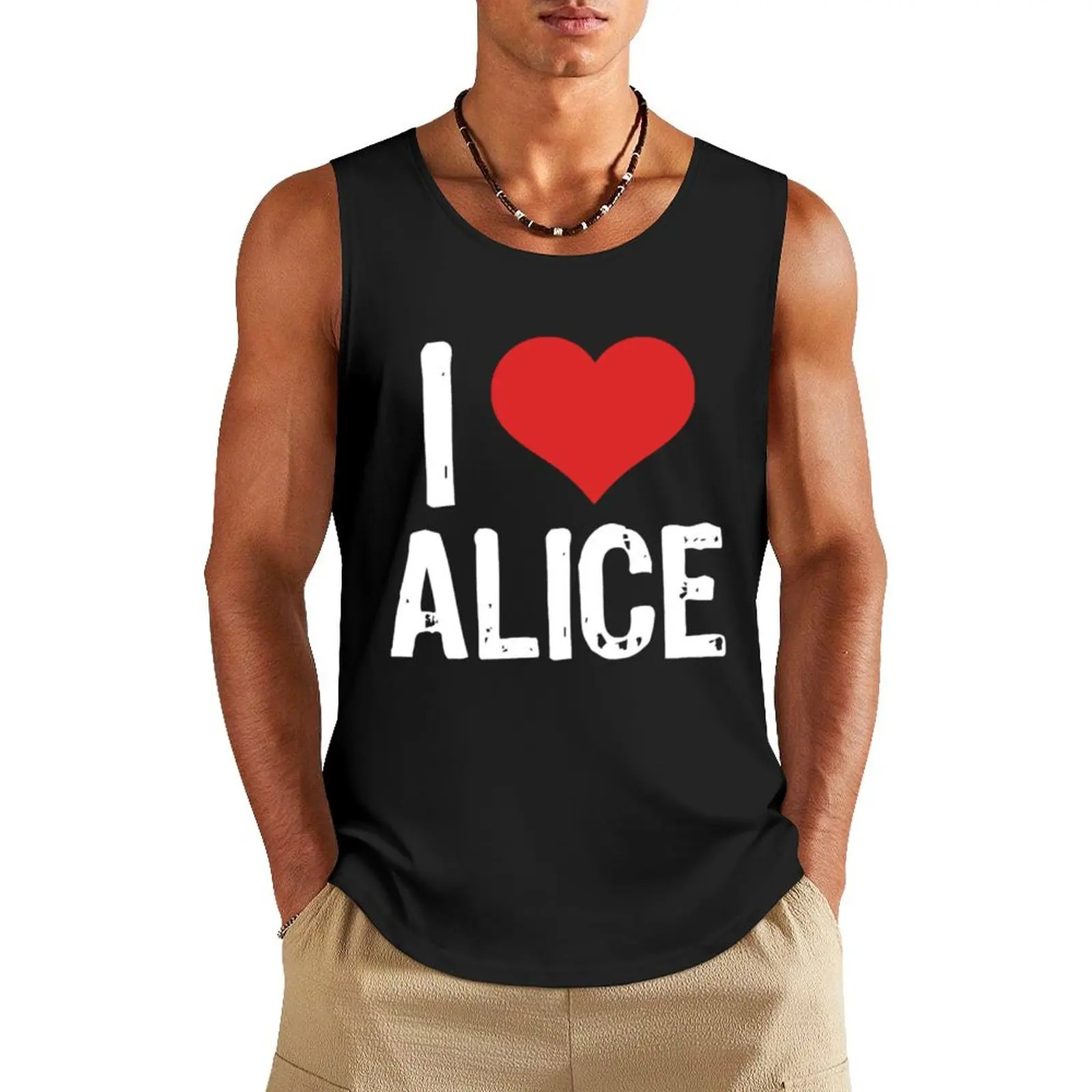 I Love Alice Tank Top Men's t-shirt Body man Bodybuilding clothing man Men's sports t-shirt