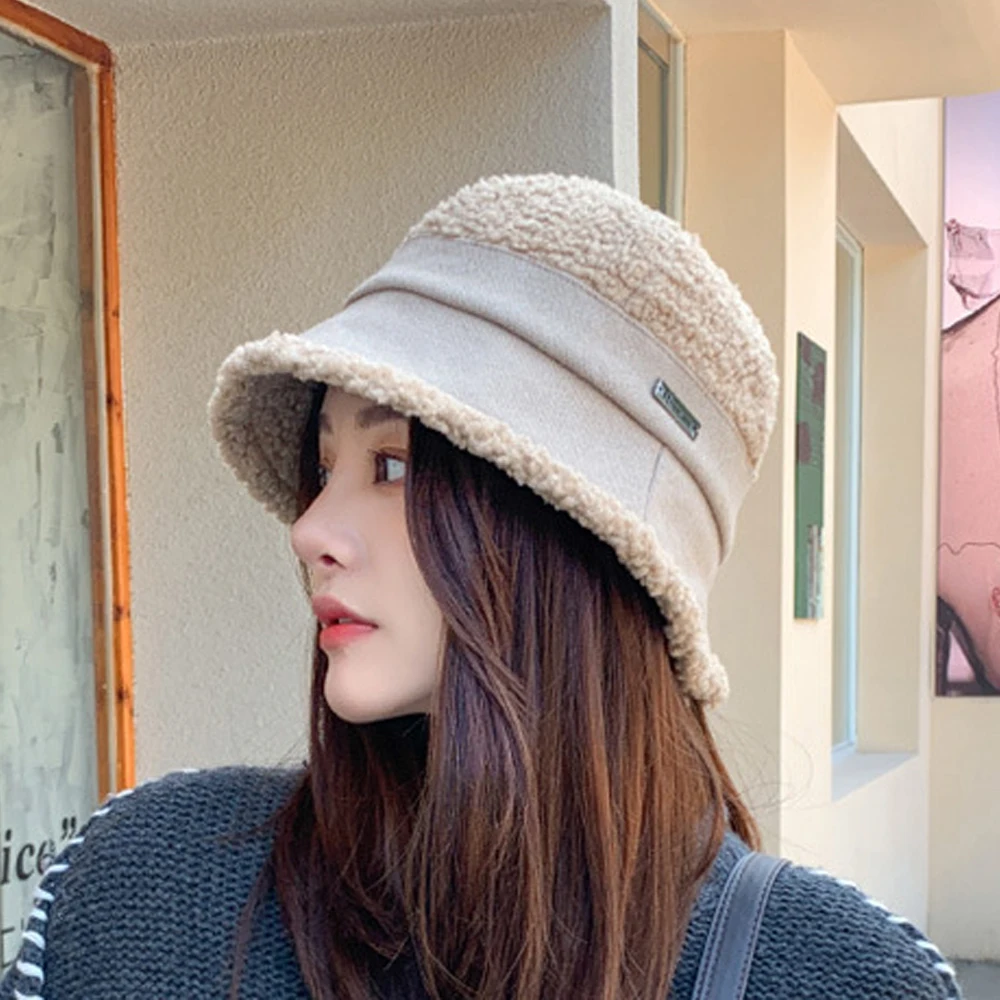 

Новая модная шляпа-тазик, осенне-зимние плюшевые флисовые рыбацкие шапки для женщин, универсальные уличные теплые панамы в японском стиле