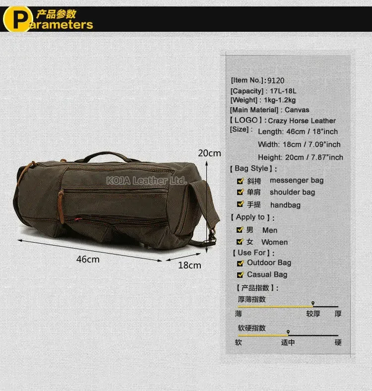 Unisex Canvas Militar Travel Bag, Bolsa de Ombro Casual, Messenger Bag, Homens e Mulheres, Moda, M2011