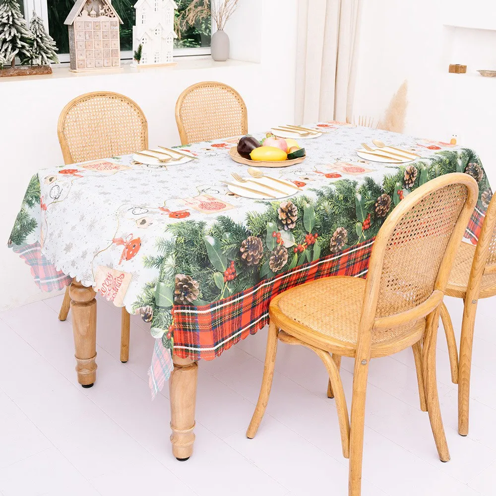 J1UL1N Christmas Tablecloth, Xmas Printed Rectangular Table Cover For Dining Room Kitchen Decor, 56Inch X 70Inch