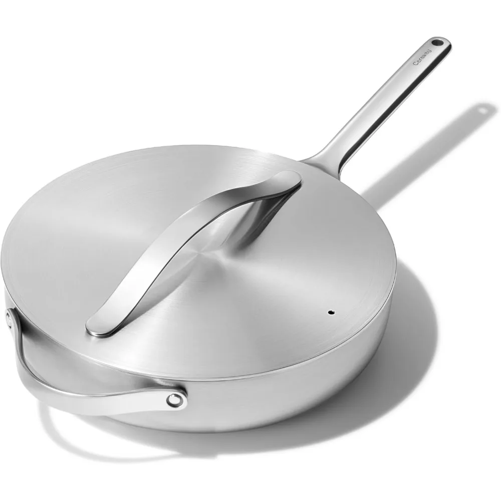 

Сковорода для соте из нержавеющей стали (4,5 кварты) — 5-слойная нержавеющая сталь — безопасная для духовки и плиты — нетоксичная, не содержит PTFE и PFOA