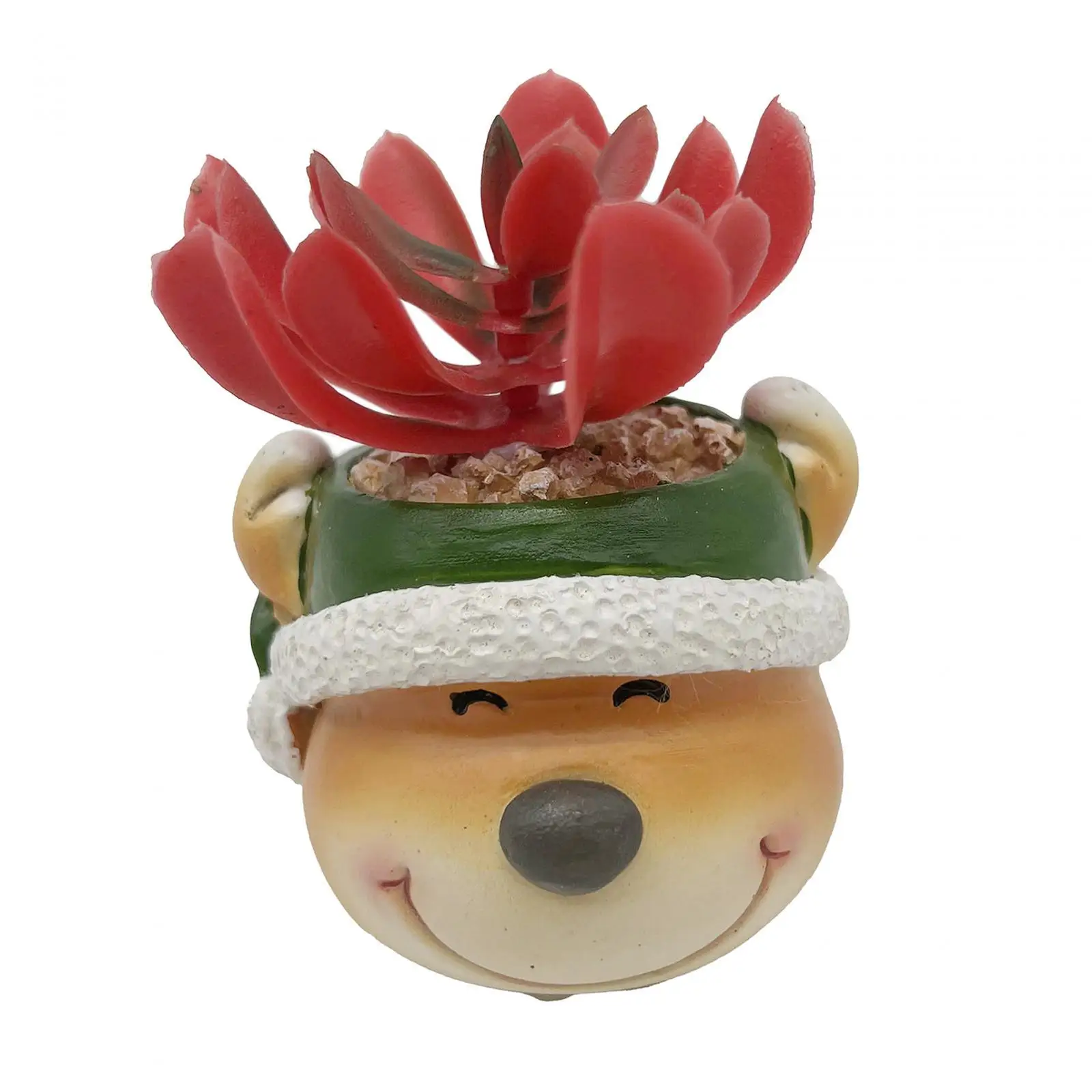 Resin Christmas Potted Plant Ornament Hand Painted Succulent Sculpture for Indoor Tabletop Shelf Decor