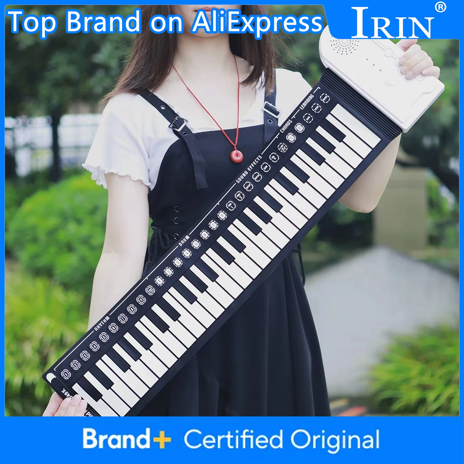 IRIN Smart 49 Keys Piano Hand Roll البيانو الإلكتروني القابل لإعادة الشحن MIDI لوحة المفاتيح المحمولة لينة سيليكون البيانو مع أجزاء مكبرات الصوت