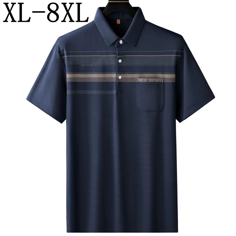 

8XL 7XL 6XL 2024 New Summer High End Breathable Shirts For Men Brand Clothing Casual Loose Mens Polo Shirt Luxury Polos Homme