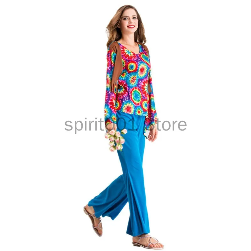 Halloween cosplay vintage 70s retro hippie trajes paz e amor colete grátis roupas adultas carnaval festa palco