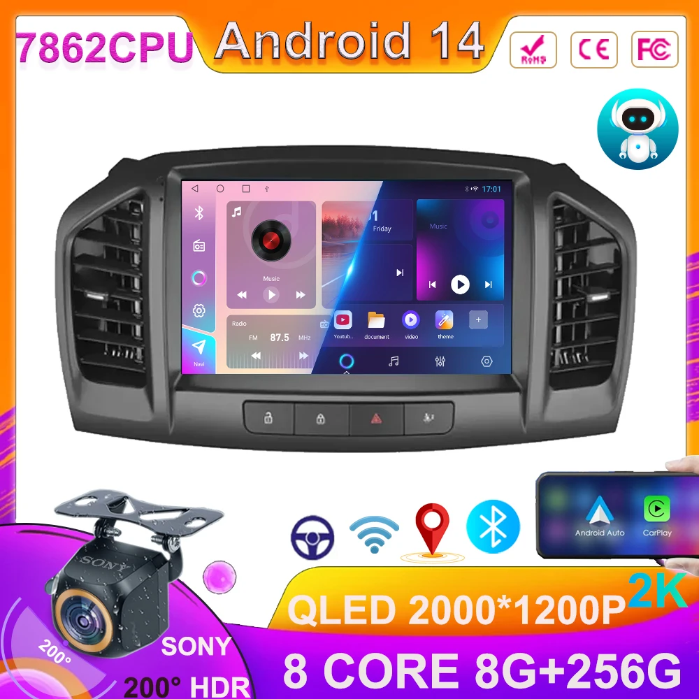 Android14 Wireless Carplay Auto For OPEL INSIGNIA 2008 - 2012 FOR BUICK REGAL 2009 - 2013 Auto Radio Dvd Radio Stereo Multimedia