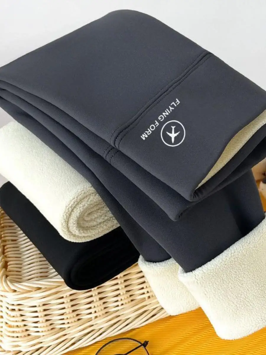 

Женские утепленные брюки с высокой талией на флисовой подкладке для осени и зимы, теплые хлопковые трусы-базовый слой