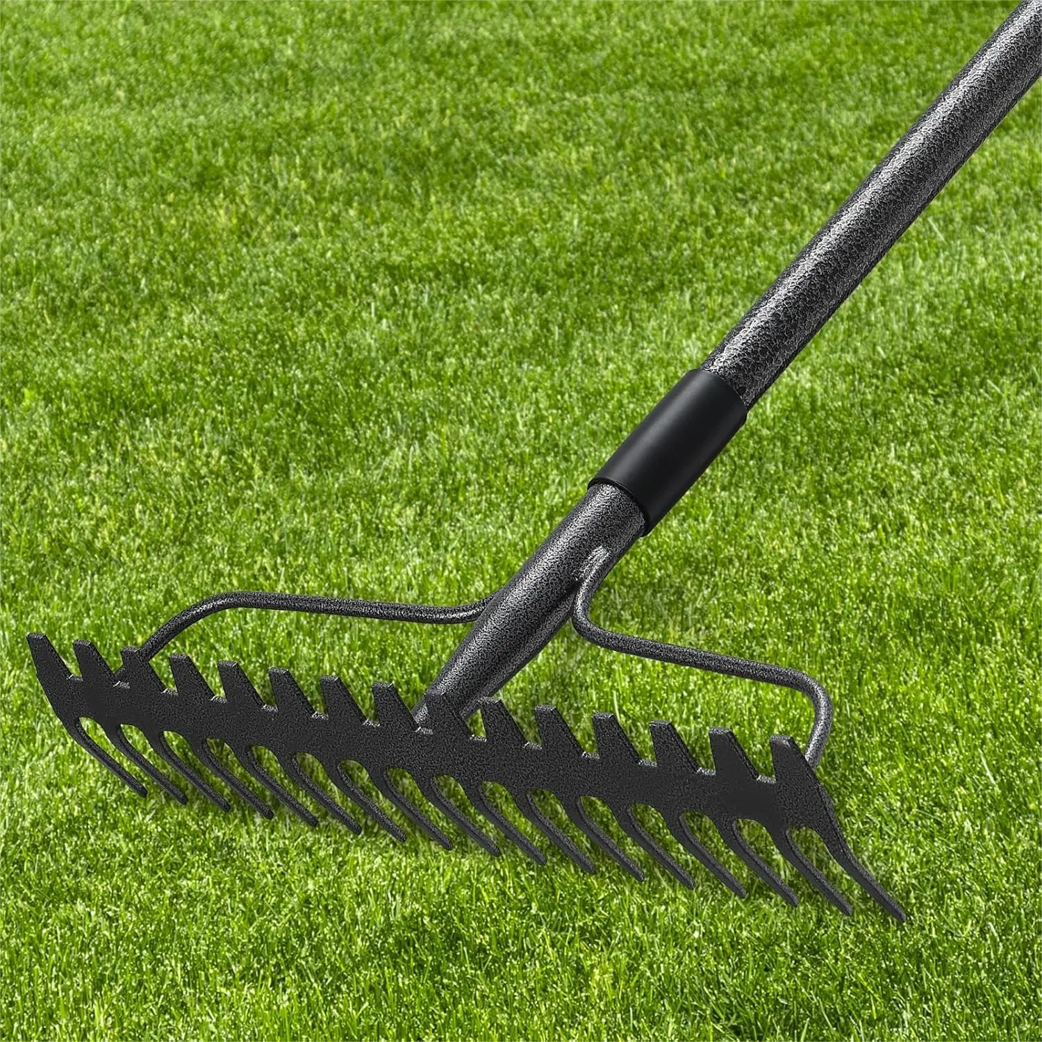 

63'' Bow Rake, 17 Tines Metal Head with Stainless Steel Handle, Heavy Duty Garden Rake for Loosening Soil and Gathering Leaves