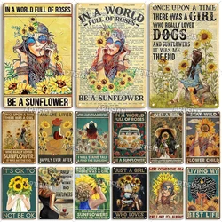 Artisian Gypsy Metal Plate Hippie Tin Plaque GIRL SUNFLOWER Decorative Sign Wall Decor Garage Bar Pub Club Hotel Kitchen Home