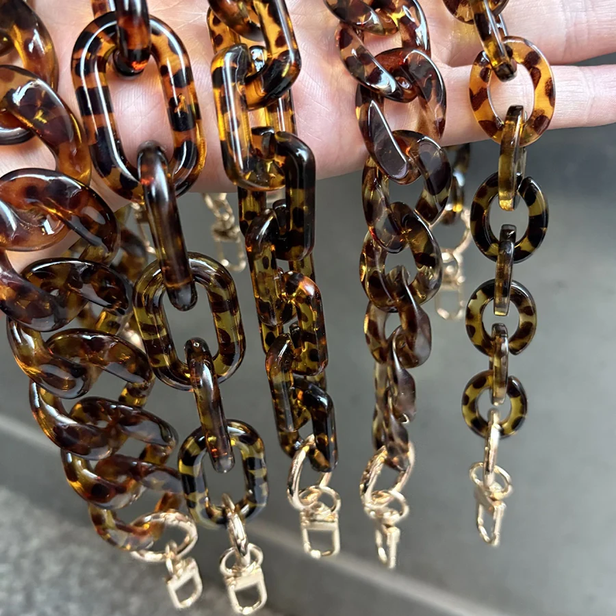 

37-120cm Leopard Acrylic Replaceable Detachable Bag Chain Strap Purse Handbag Bag Straps Resin Shoulder Bag Part Diy Accessories