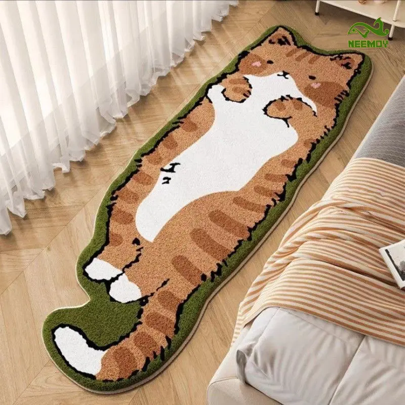 

Cute Cat Imitation Cashmere Carpet Ins Style Bedroom Bedside Blanket Living Room Sofa Shaped Plush Blanket Bed Front Blanket