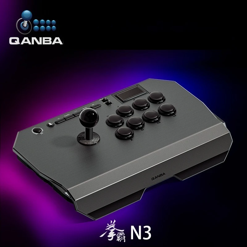 N3 Arcade Fighting Stick para PS5, PS4, PC - Botones de 8*30mm, Joystick OV7 - Controlador de Juego Profesional Negro con Turbo y Conector de Audio