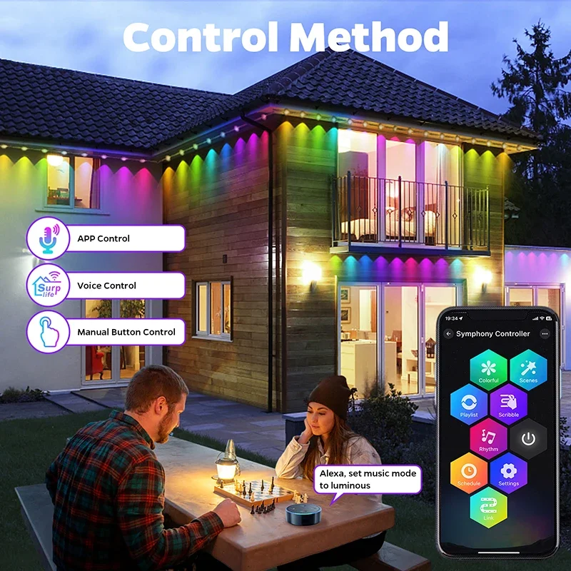 10Led 60 LED الدائم في الهواء الطلق الطنف LED أضواء مقاوم للماء RGB سلسلة أضواء DIY المشهد عيد الميلاد عيد ميلاد عطلة إضاءة الحفلات