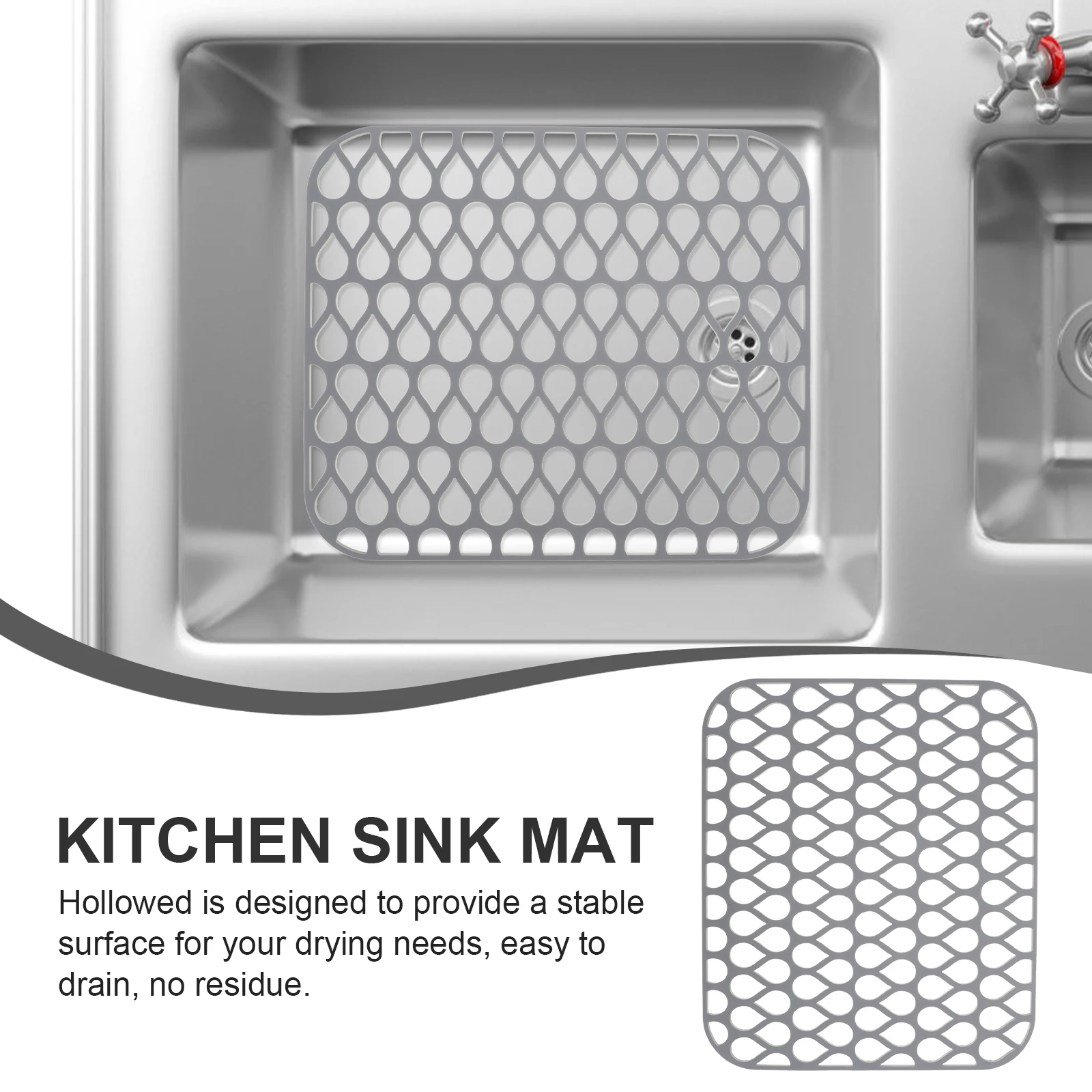 

Silicone Sink Mat Kitchen Protector Grey Foldable Dishwasher Safe Reusable Steel Sink Mats Kitchen Supplies