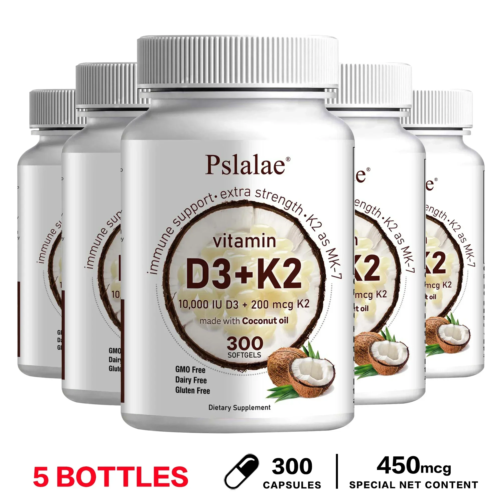 Vitamin D3 K2 Capsules - Promotes Strong Bones, Calcium Absorption, Teeth, Heart, Cardiovascular Health