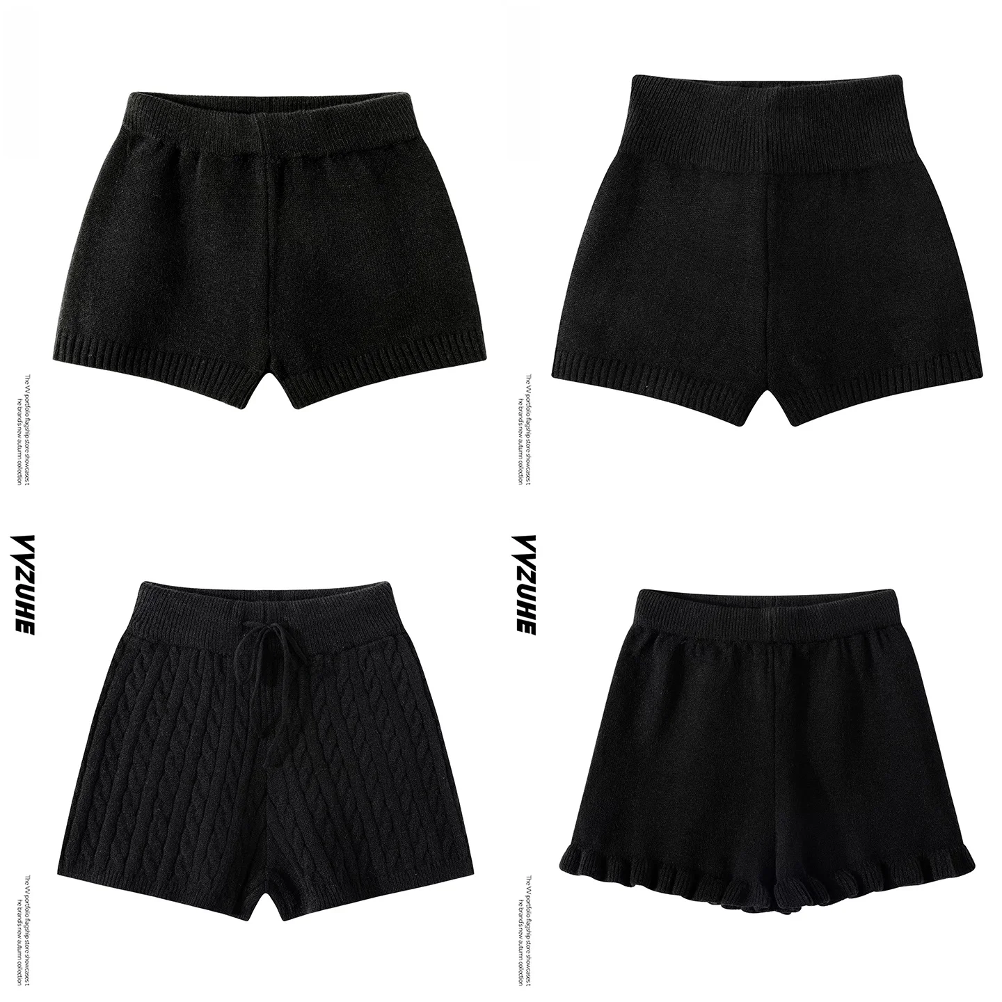 

Black High-Waist Knitted Slimming Short Pants Women's Summer Outerwear Sexy Butt-Lifting Tight-Fit Bottoms for Young Girls