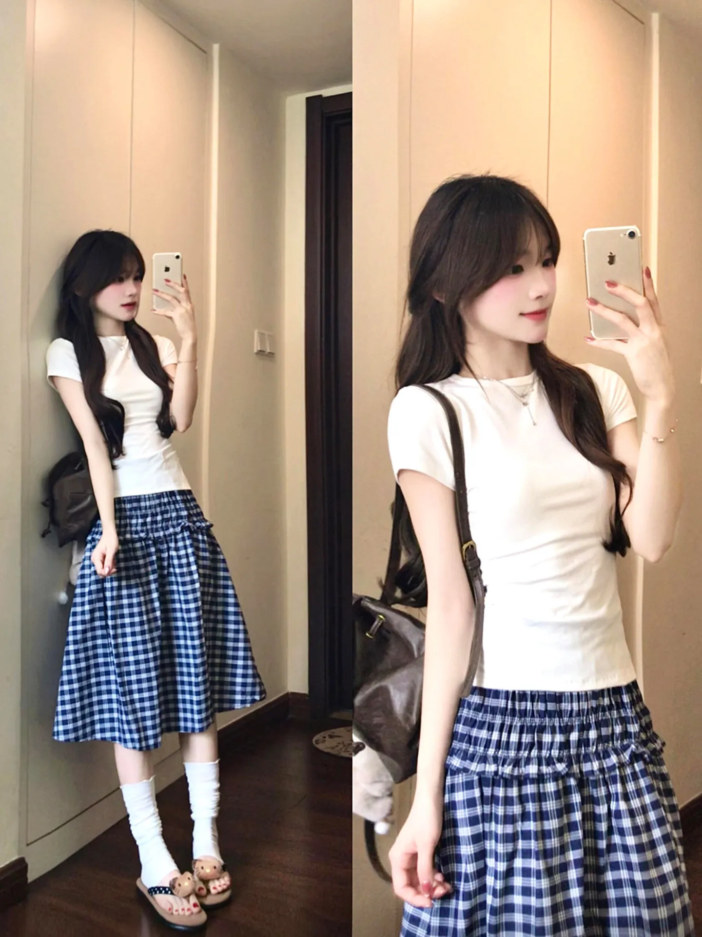

Casual Sportswear Set Women Summer Shoulder Length Short Sleeve Skirt Korean Style Girl Small Size Two Pieces Set