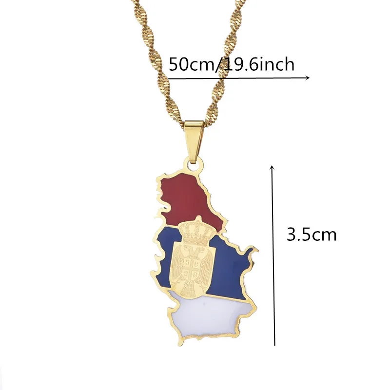 Serbia Eagle Map Flag Pendant Necklaces for Women Men Srbija Jewelry Serbian