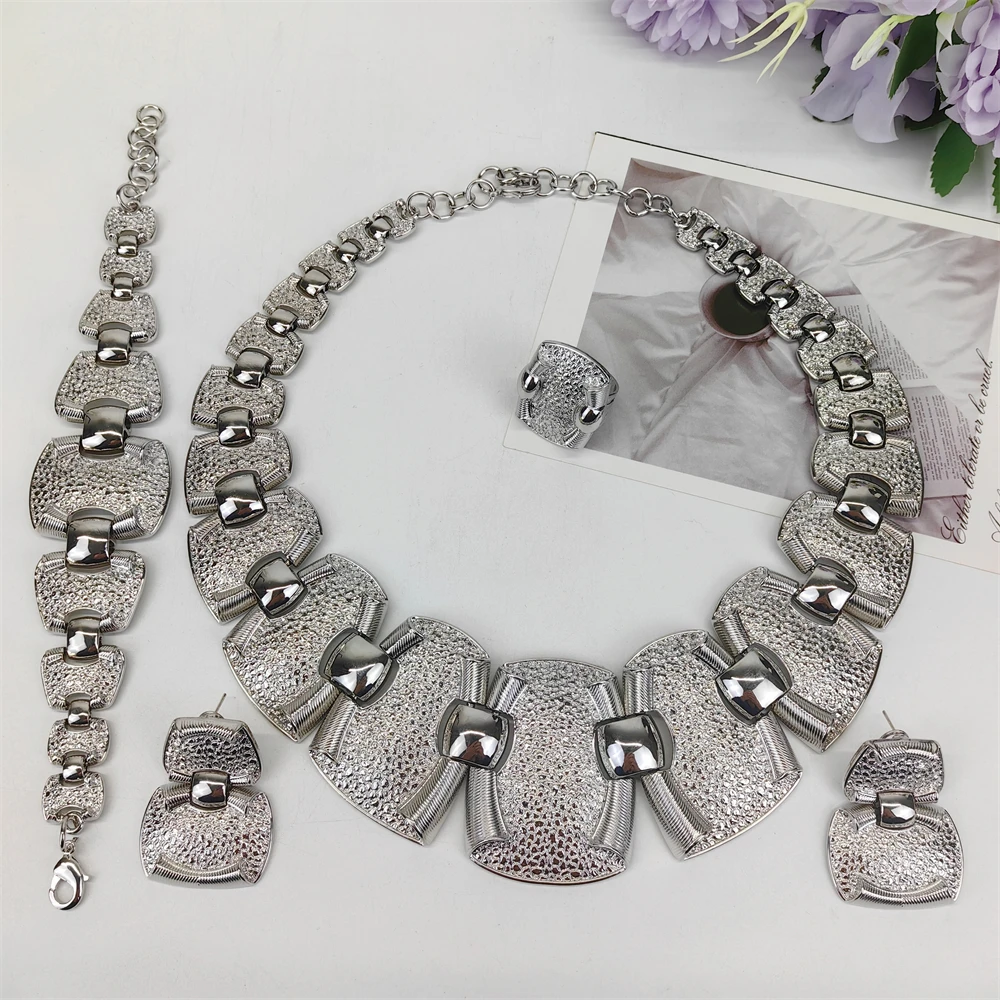 

TITI Jewelry Sets Italy Design Dubai Gold Color Bamboo Knots Shape Necklace Ring Bracelet Earrings Ladies Wedding Party Gift