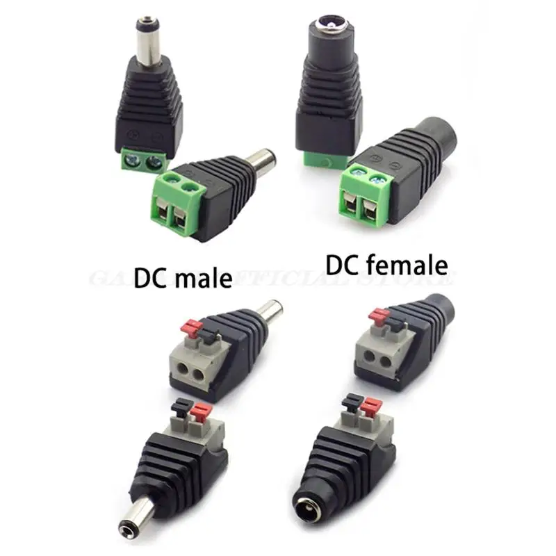 Cable conector de enchufe macho y hembra, adaptador de fuente de alimentación CC de 5,5x2,1mm, 12V, cinta de luz LED para cámara CCTV