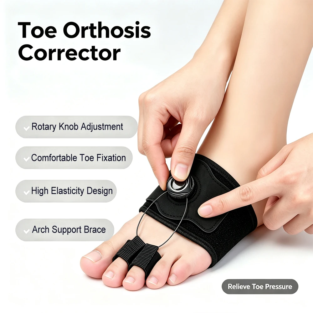 Ergonomic Toe Corrector Strap with Firm Compression, Curled Toe Uncurler and Support Wrap for Fractured Toes, Men Women Both Use