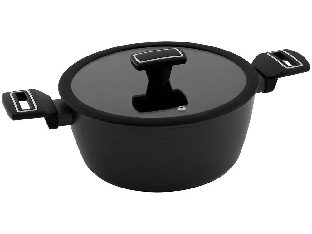 طقم أواني طهي مطلية بالسيراميك الكربوني ، أواني طهي من الألومنيوم الأسود ، عمر 5 قطع