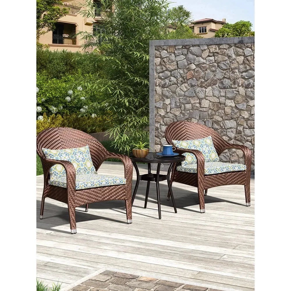 

Rattan chair three-piece courtyard living room rattan chair European light luxury table and chair balcony sofa coffee table comb