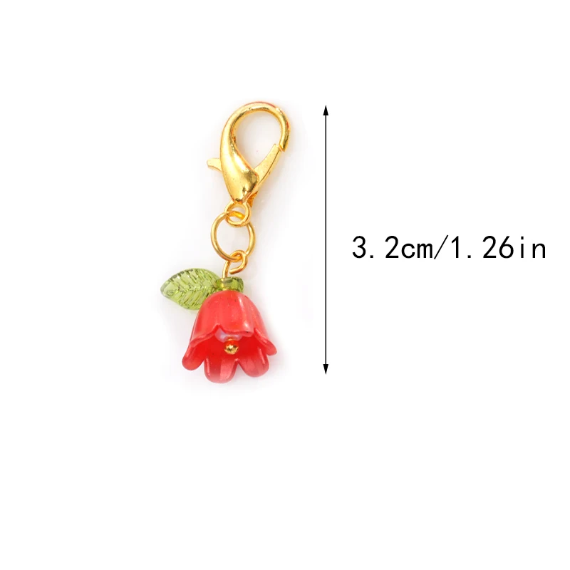 10pcs Cute Flower Keychain Lobster Claw Clasps Charm For Bag Key Chain Ornaments