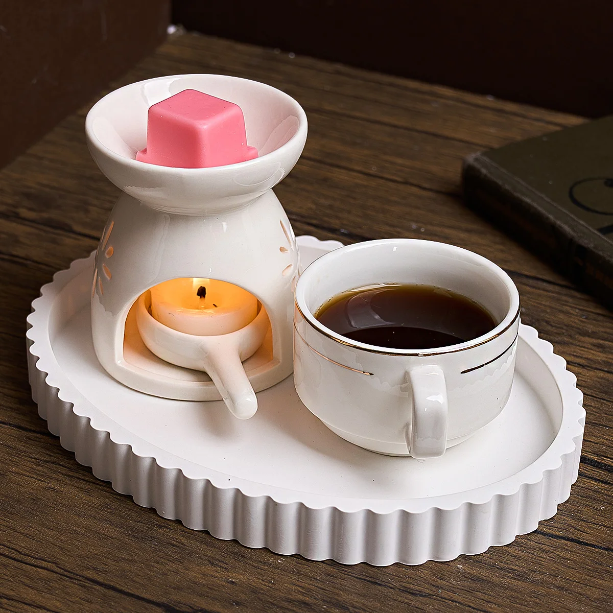 Lace Storage Tray Silicone Mold DIY Oval Stripe Coaster Making Molds Plaster Resin Jewelry Display Plate Craft Casting Mould view 4