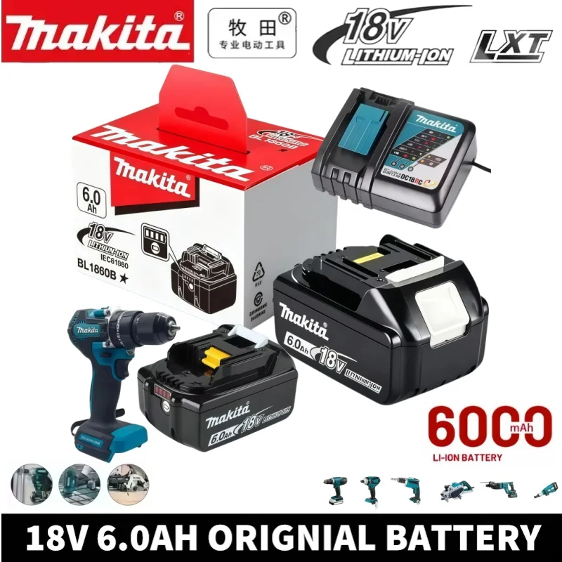 

100% Authentic Makita 18V 6.0Ah Rechargeable Battery BL1815 BL1830B BL1850 BL1860 Professional Power Tool Li-Ion Storage Battery