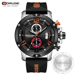 BORUSE-Relojes de pulsera de cuarzo para hombre, cronógrafo de cuarzo, luminoso, resistente al agua, automático