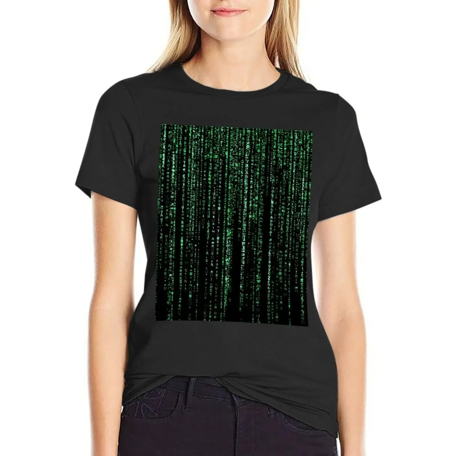 

The Matrix Code Background Pattern T-Shirt tees female aesthetic clothes Woman clothing