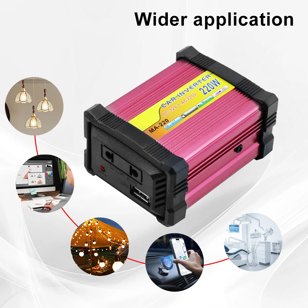 Battery Converter 220W Multifunctional USB Voltage Transformer Car Power Inverter Portable Multiple Protection Supply Inverter view 5