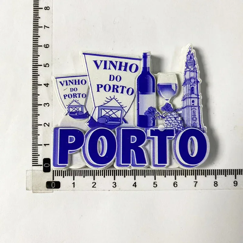 Portugal Porto turismo recuerdo artesanías arquitectura creativa vino decoración tridimensional imanes de refrigerador pintados en 3d