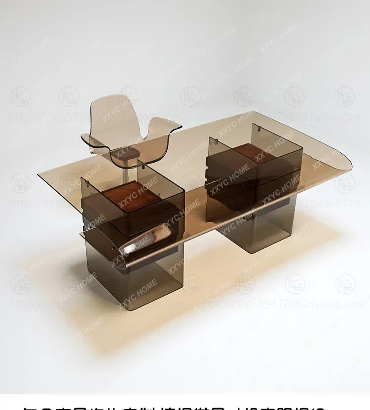 

LMinimalist desk light luxury plexiglass acrylic modern table writing desk