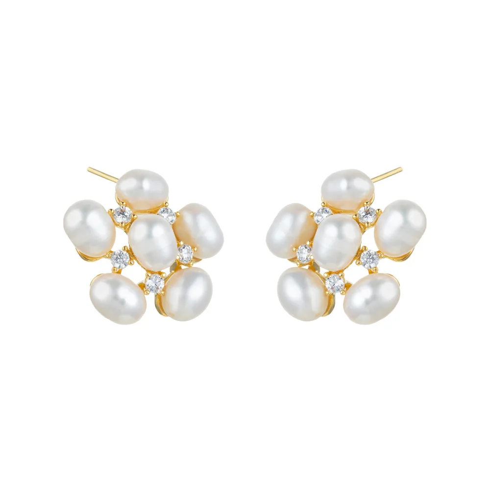 

Fashion Simple Daily Exquisite Commuter Studs Niche Unique Personality Freshwater Pearl Earrings Internet Celebrity Earrings