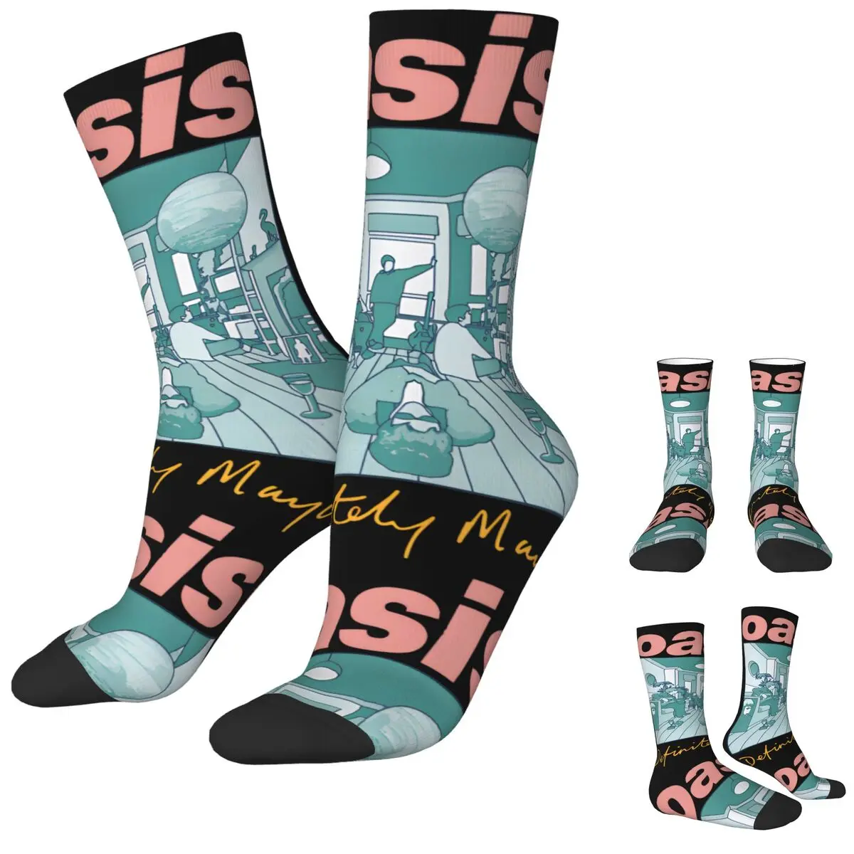 

Новые мужские носки Crazy Definitely Maybe Artwork Band Sock O-Oasis Женские носки высокого качества Весна Лето Осень Зима