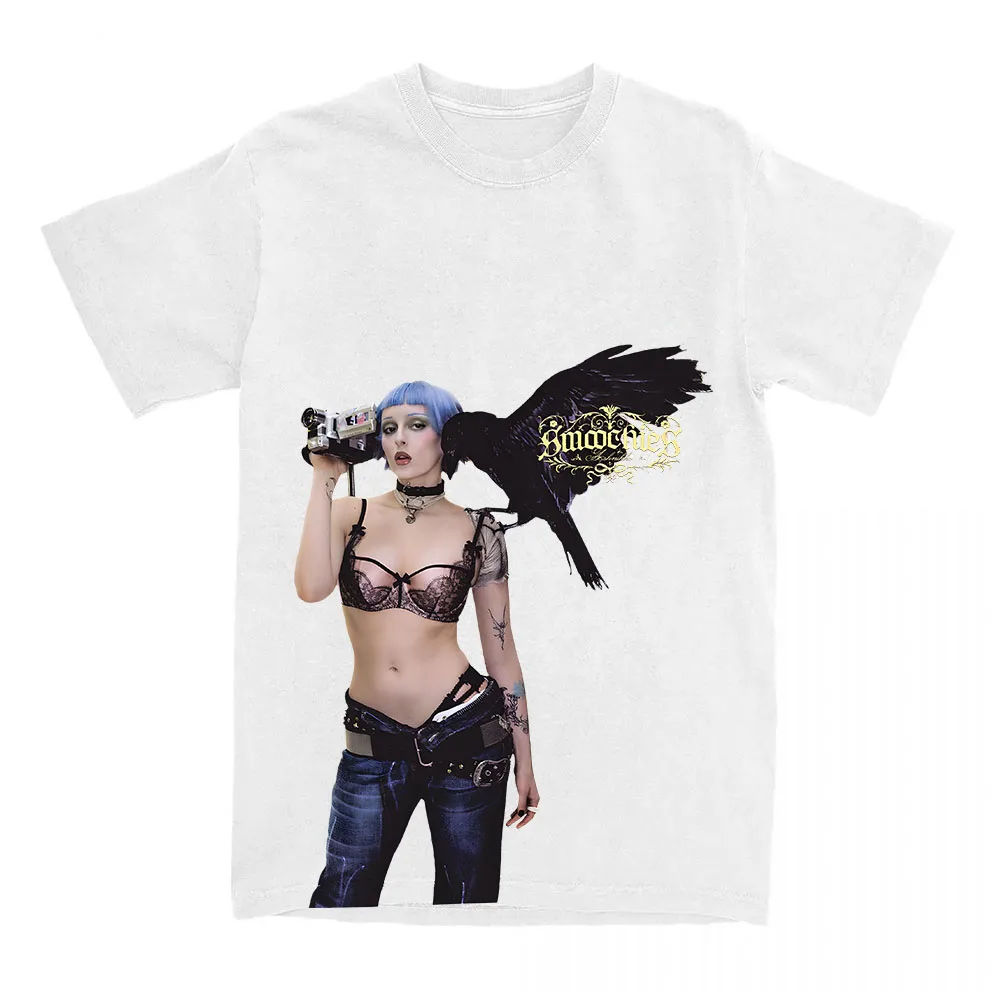 그래픽 인쇄 SMOOCHIES CROW TEE Ashnikko 가수 티셔츠 반팔 루즈 코튼 여성 티셔츠 유니섹스 스트리트웨어 여성 탑