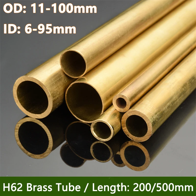 

1pcs OD 11mm - 100mm Brass Tube Length 200/500mm ID 6mm - 95mm Seamless Round Pipe Tubing Hollow Copper Bushing Sleeve