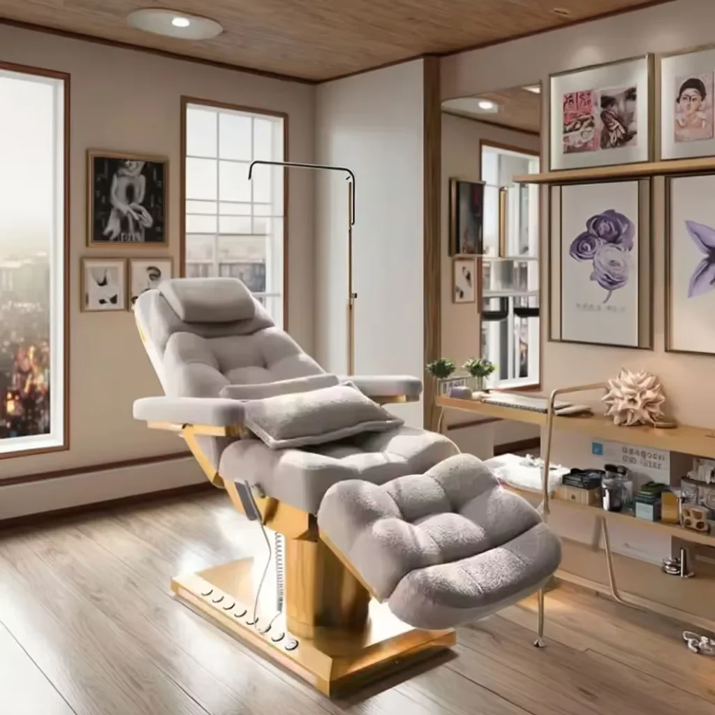 

Современная электрическая массажная кровать для лица с вибратором, роскошная мебель для салона красоты, спа