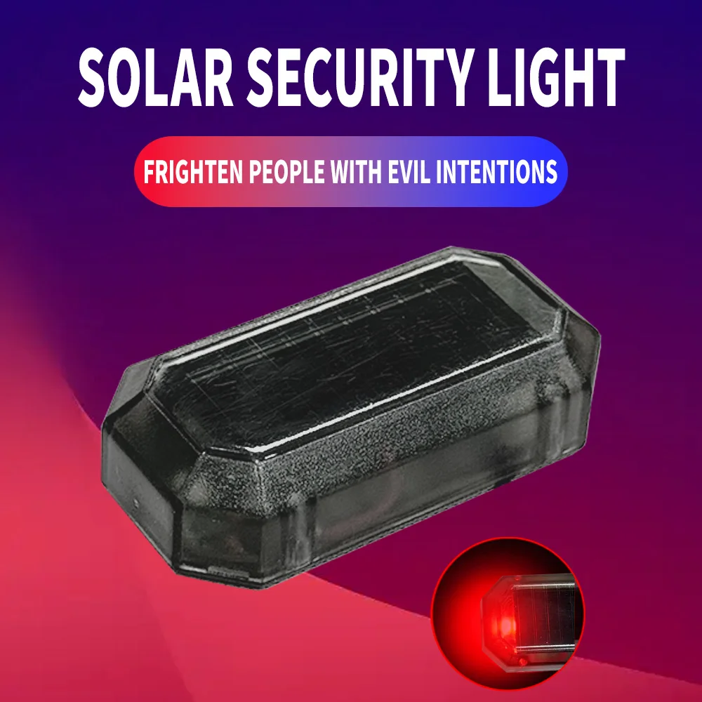 4PCS Car Fake Security Light Solar Powered Simulated Dummy Alarm Wireless Warning Anti-Theft Caution Lamp LED Flashing Lights