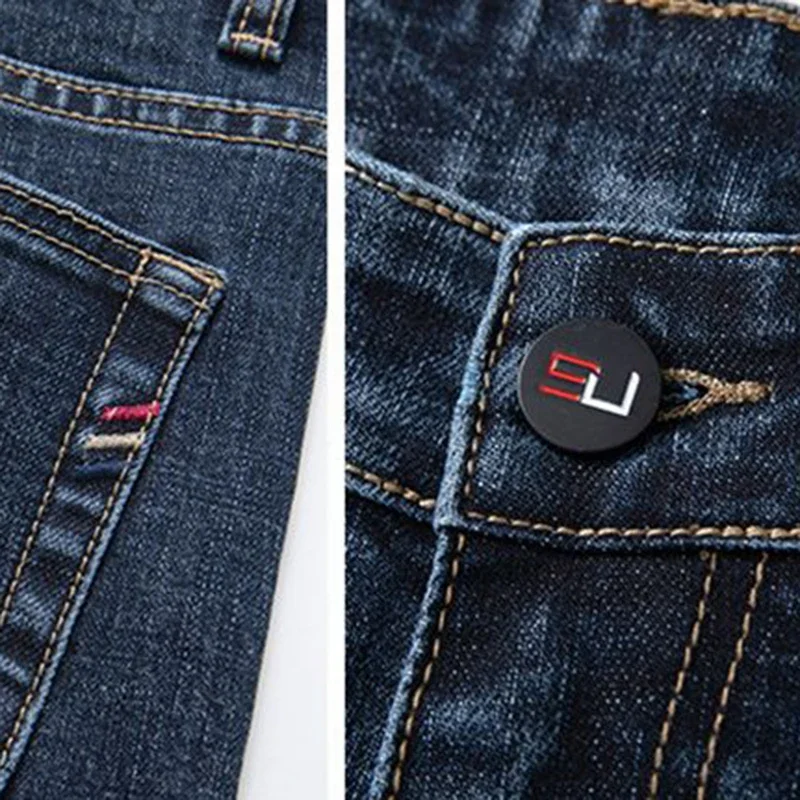 Мужские свободные прямые эластичные джинсы, мужские универсальные облегающие джинсовые брюки в корейском стиле, винтажные элегантные повседневные сине-серые брюки